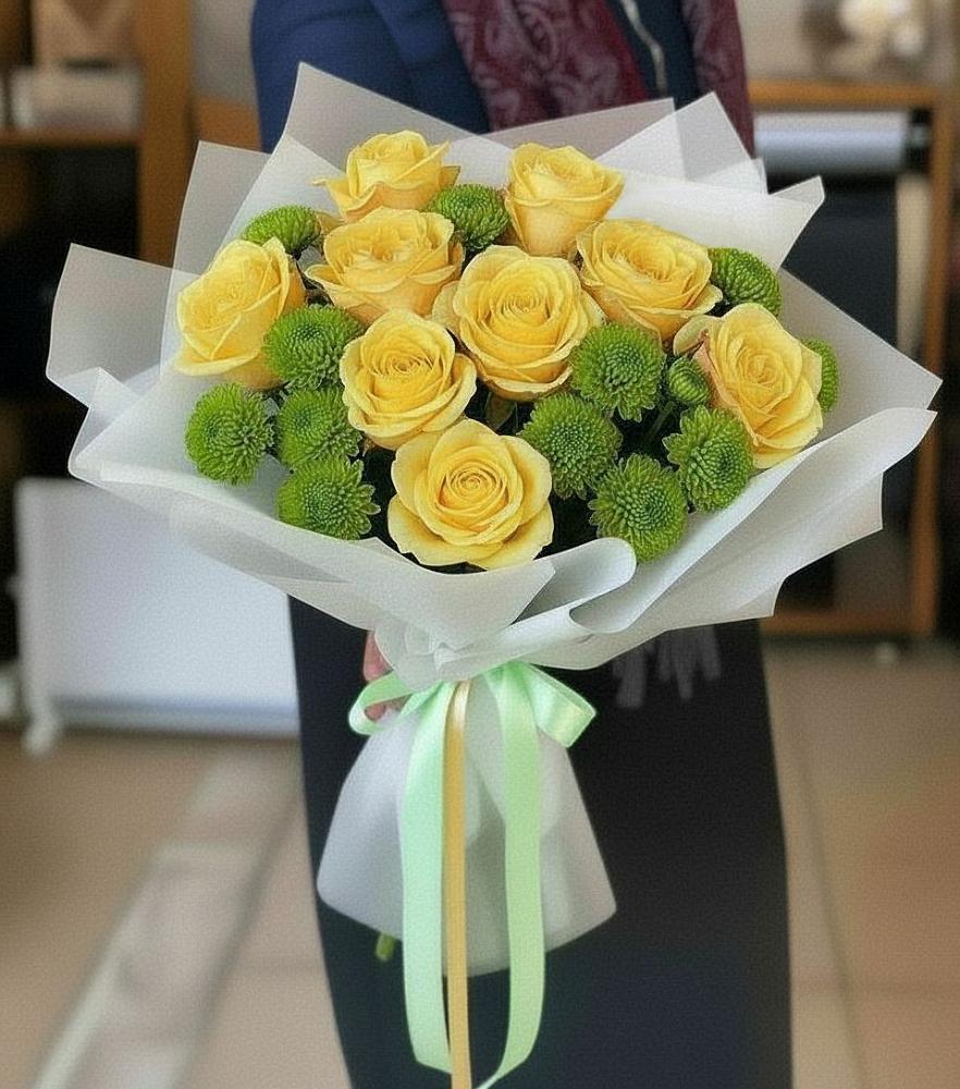 Букет цветов из: Хризантемы и Розы в Нытве