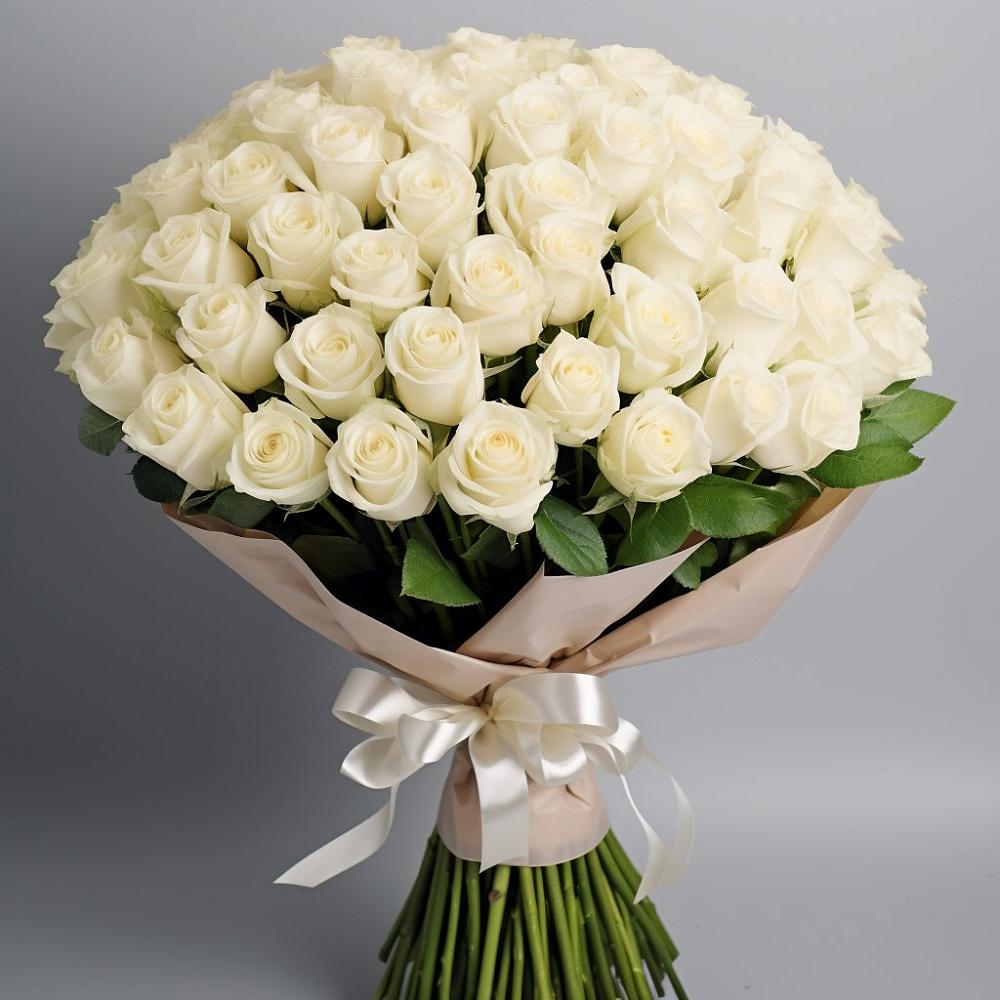 Букет 101 беля роза Белоснежка в Нытве