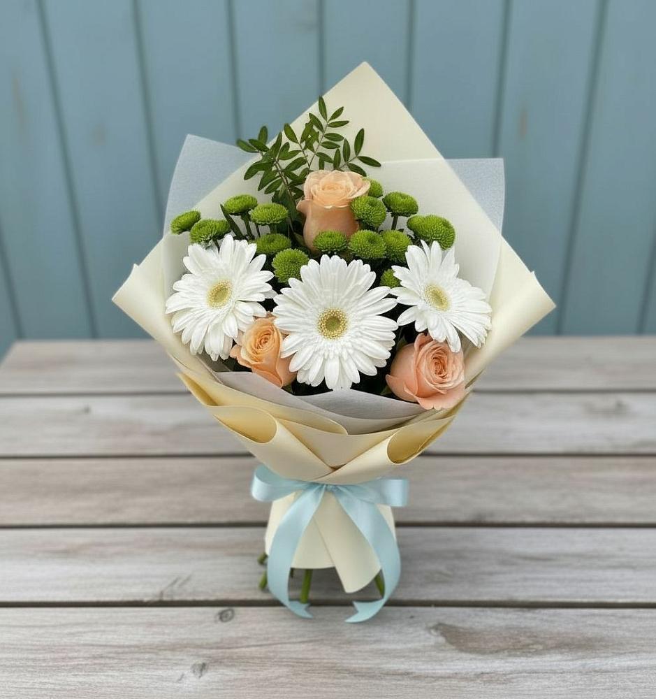 Букет цветов из: Герберы, Розы и Хризантемы в Нытве