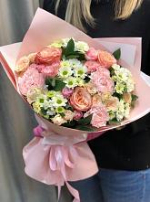 Букет нежные объятья в Нытве Букет цветов из: Гвоздики, Розы и Хризантемы в Нытве