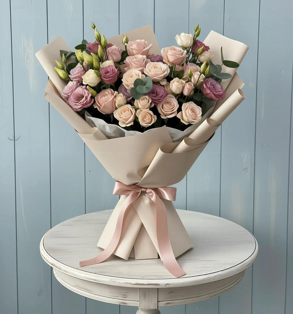 Букет цветов из: Розы и Лизиантусы в Нытве