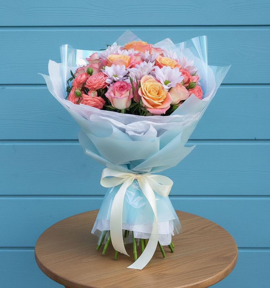 Букет цветов из: Хризантемы и Розы в Нытве